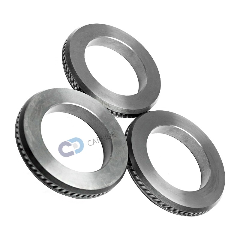 Custom YG15 140*90*15mm Tungsten Carbide Spiral Ribbed Rolling Rings