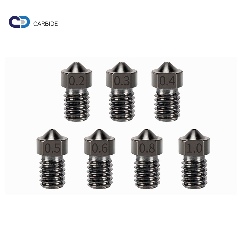 M6 M8 0.2 0.4 0.6 0.8mm Tungsten Carbide Nozzle for 3D printing machine 