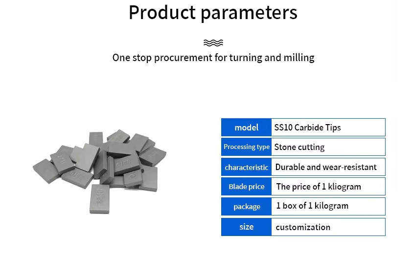 Manufacture wholesale 20*12*3 Or 15*10*5 tungsten carbide ss10 tips for cutting stone