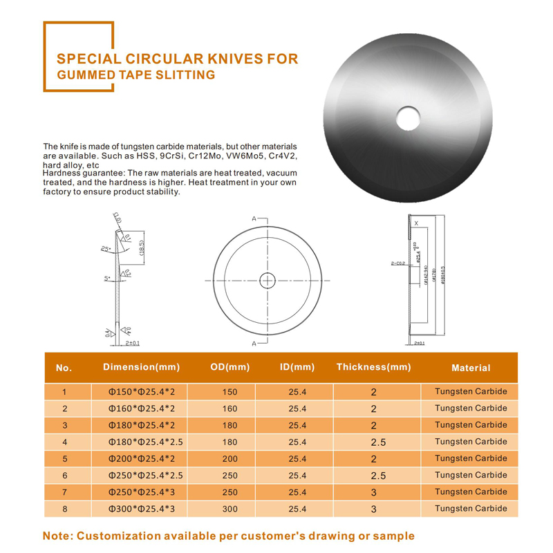 Tungsten Carbide Knives Slitting Circular Blades For Corrugated Cardboard Cutting