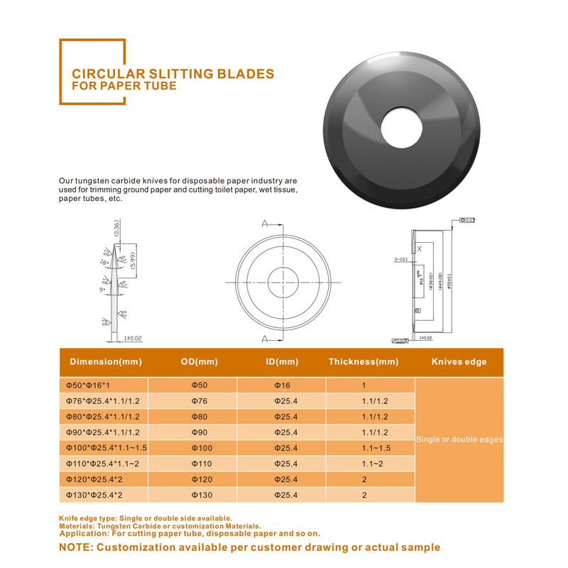 Tungsten Carbide Slitting Knife for Cutting Paperboard Boxes Corrugated Cardboard Circular Blades