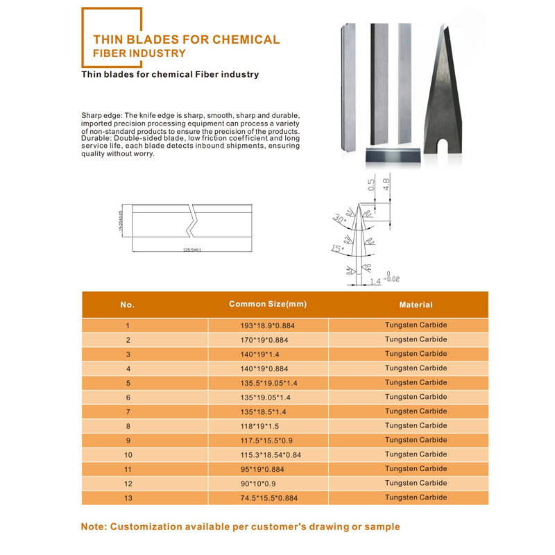 Tungsten Carbide Thin Chemical Fiber Cutting Blade For Pvc Film Slitting Knife